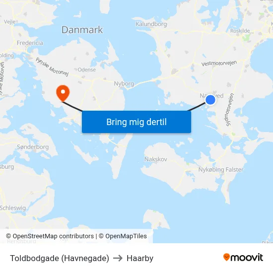 Toldbodgade (Havnegade) to Haarby map
