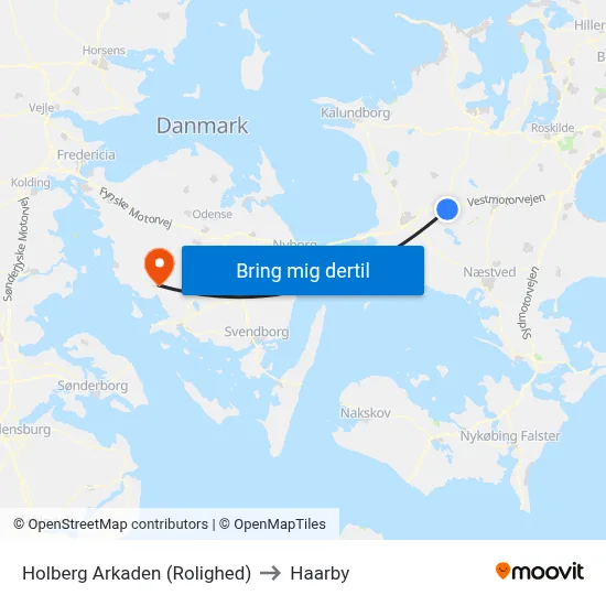 Holberg Arkaden (Rolighed) to Haarby map