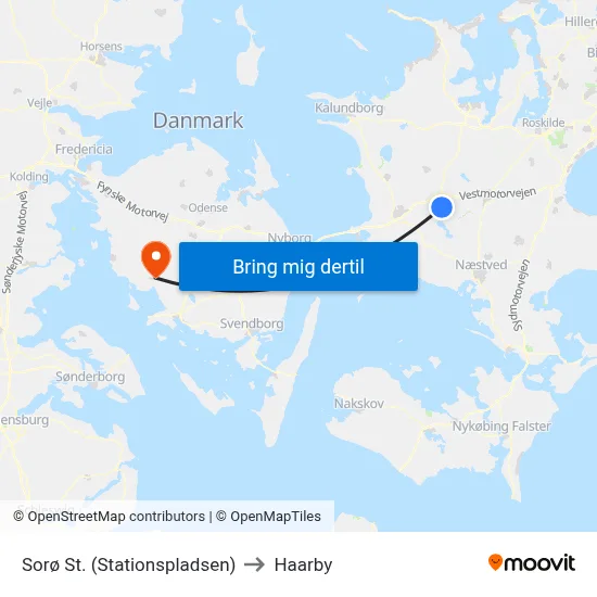 Sorø St. (Stationspladsen) to Haarby map