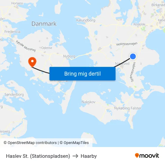 Haslev St. (Stationspladsen) to Haarby map