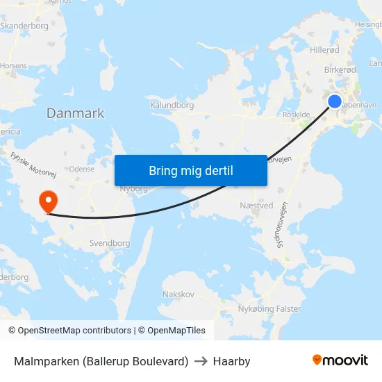 Malmparken (Ballerup Boulevard) to Haarby map