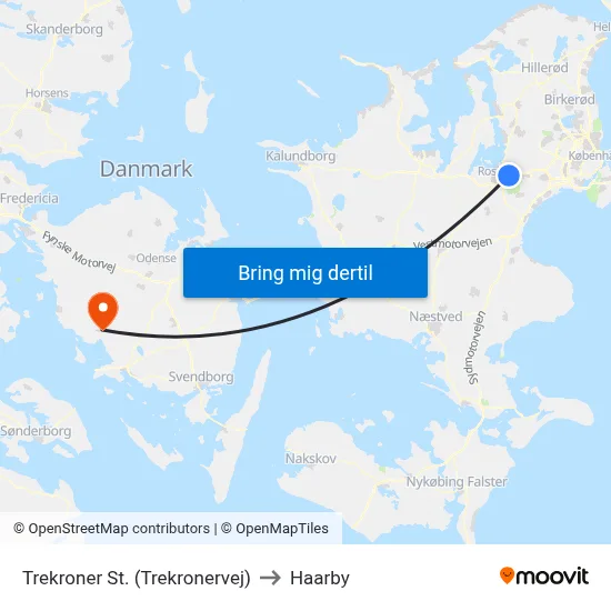 Trekroner St. (Trekronervej) to Haarby map