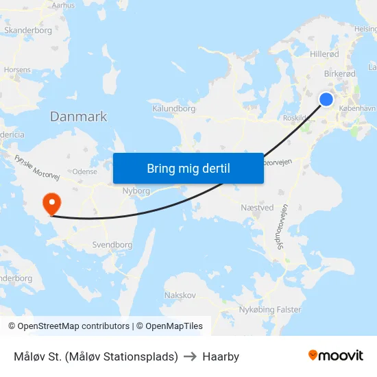 Måløv St. (Måløv Stationsplads) to Haarby map