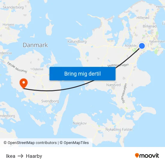 Ikea to Haarby map