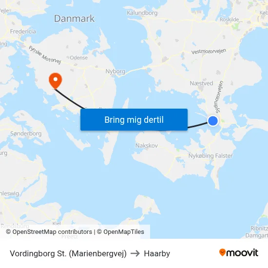 Vordingborg St. (Marienbergvej) to Haarby map