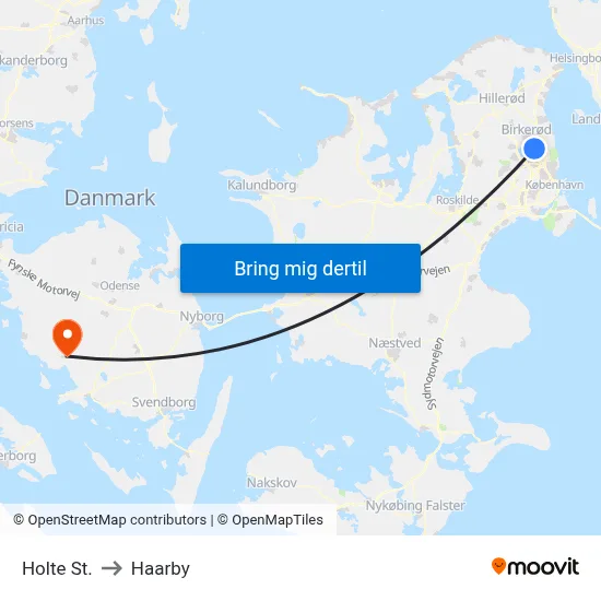 Holte St. to Haarby map