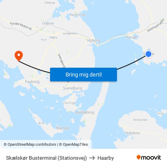 Skælskør Busterminal (Stationsvej) to Haarby map