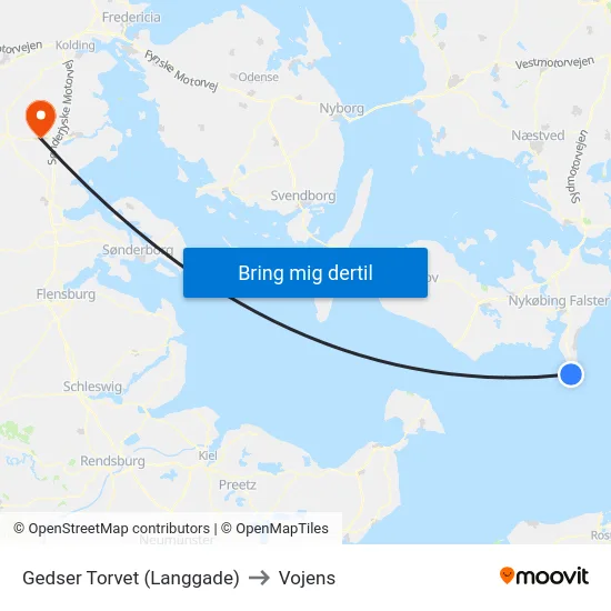 Gedser Torvet (Langgade) to Vojens map