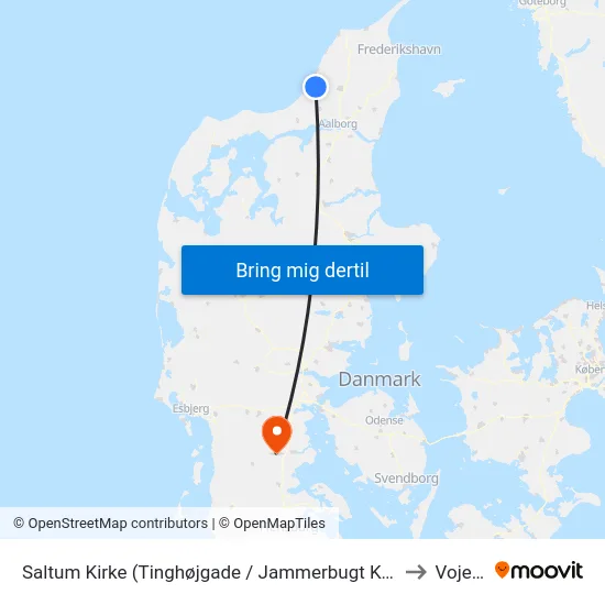 Saltum Kirke (Tinghøjgade / Jammerbugt Komm.) to Vojens map