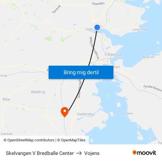 Skelvangen V Bredballe Center to Vojens map