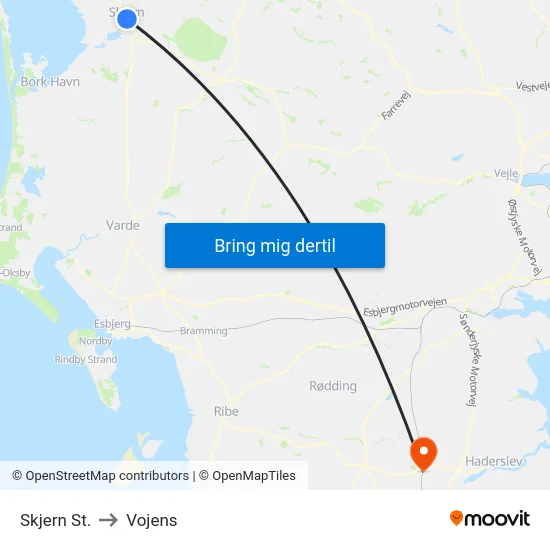 Skjern St. to Vojens map