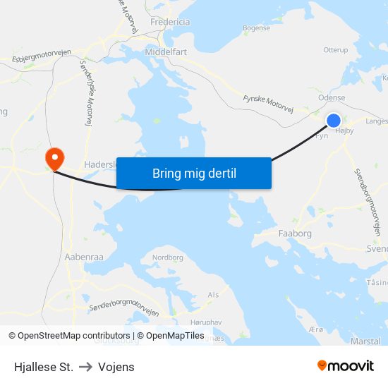 Hjallese St. to Vojens map