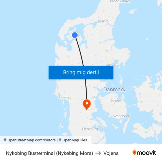 Nykøbing Busterminal (Nykøbing Mors) to Vojens map