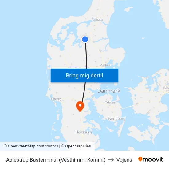 Aalestrup Busterminal (Vesthimm. Komm.) to Vojens map