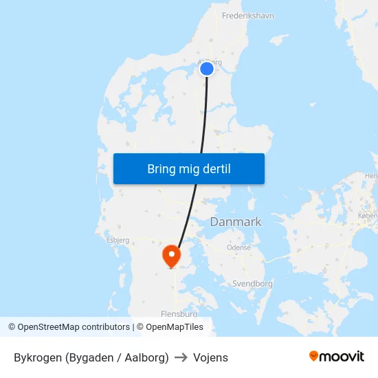 Bykrogen (Bygaden / Aalborg) to Vojens map