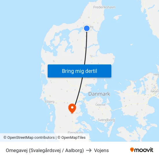 Omegavej (Svalegårdsvej / Aalborg) to Vojens map