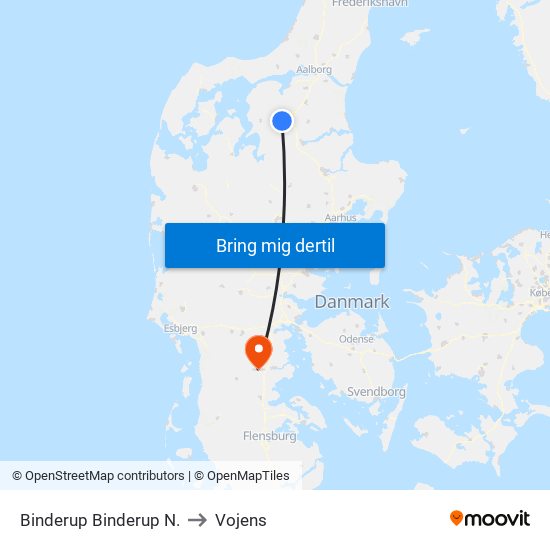 Binderup Binderup N. to Vojens map