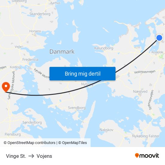 Vinge St. to Vojens map