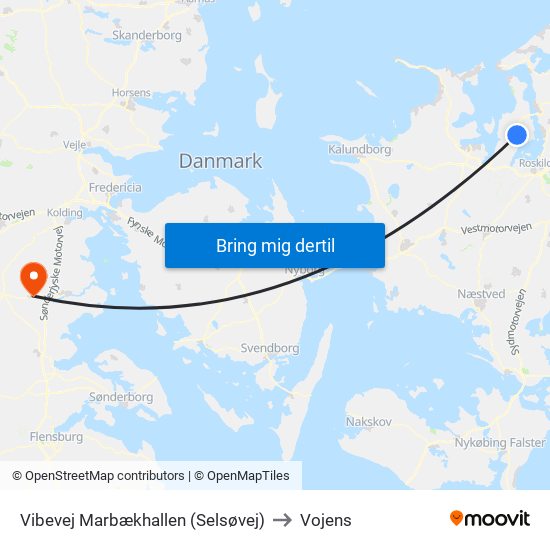 Vibevej Marbækhallen (Selsøvej) to Vojens map