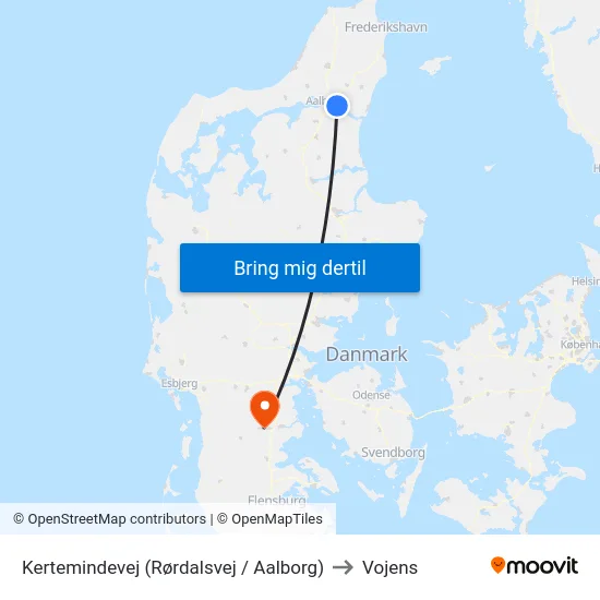 Kertemindevej (Rørdalsvej / Aalborg) to Vojens map