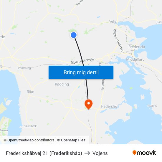 Frederikshåbvej 21 (Frederikshåb) to Vojens map