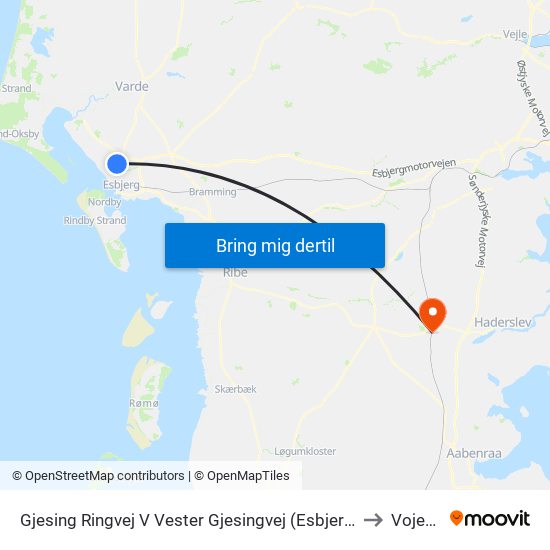 Gjesing Ringvej V Vester Gjesingvej (Esbjerg) to Vojens map