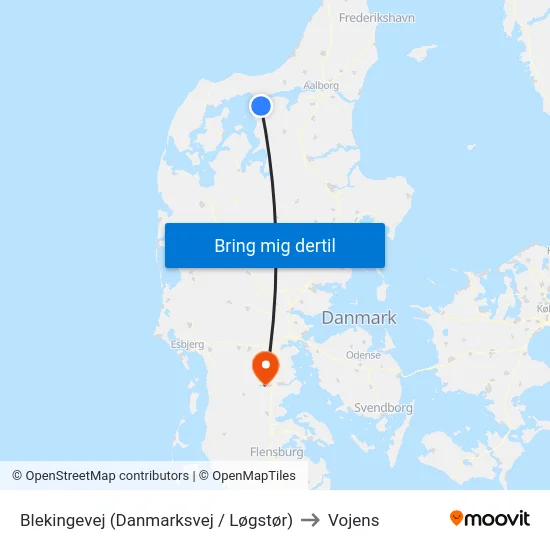 Blekingevej (Danmarksvej / Løgstør) to Vojens map