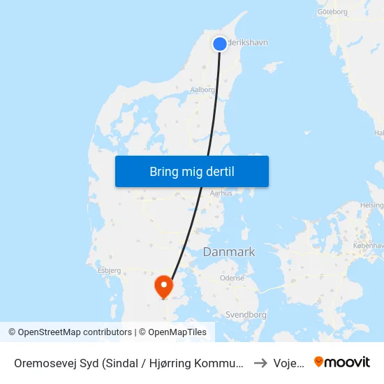 Oremosevej Syd (Sindal / Hjørring Kommune) to Vojens map