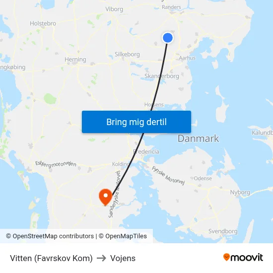 Vitten (Favrskov Kom) to Vojens map