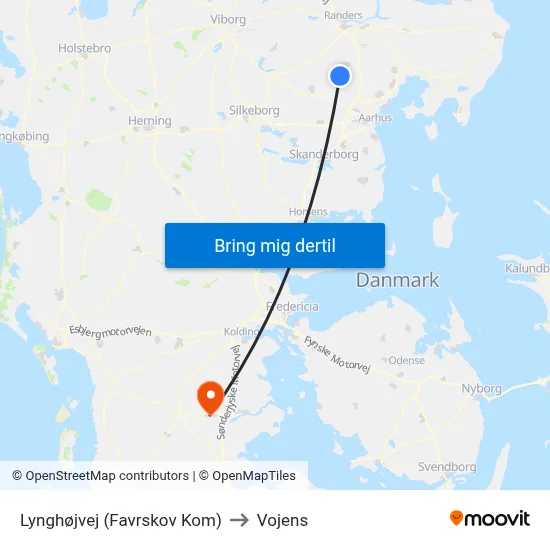 Lynghøjvej (Favrskov Kom) to Vojens map