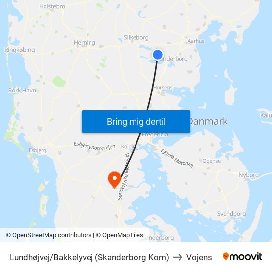 Lundhøjvej/Bakkelyvej (Skanderborg Kom) to Vojens map