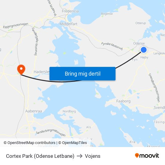 Cortex Park (Odense Letbane) to Vojens map