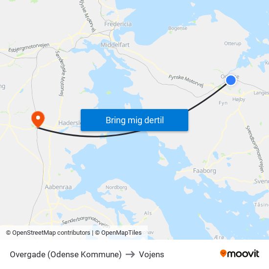 Overgade (Odense Kommune) to Vojens map