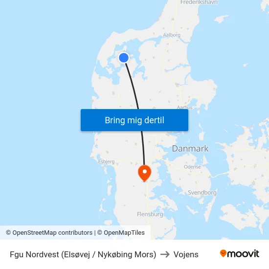 Fgu Nordvest (Elsøvej / Nykøbing Mors) to Vojens map
