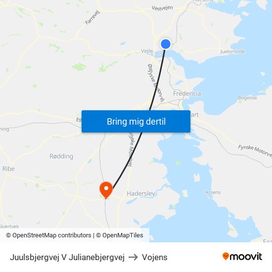 Juulsbjergvej V Julianebjergvej to Vojens map