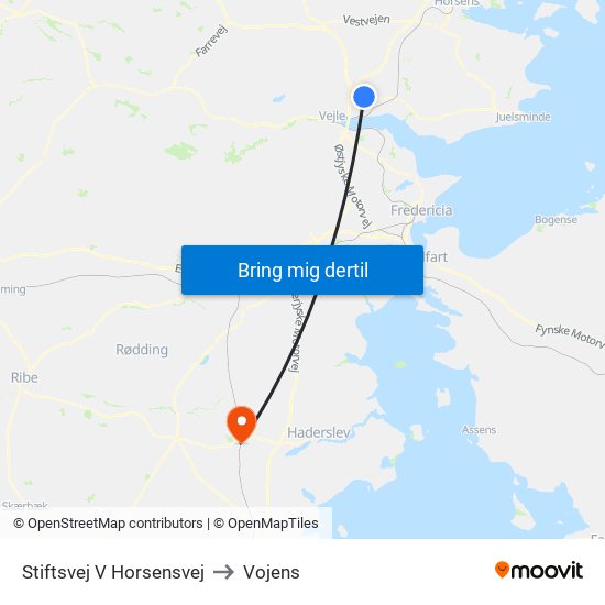 Stiftsvej V Horsensvej to Vojens map