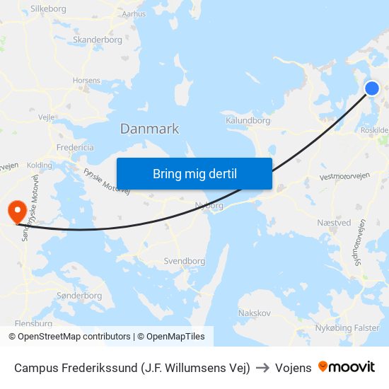 Campus Frederikssund (J.F. Willumsens Vej) to Vojens map