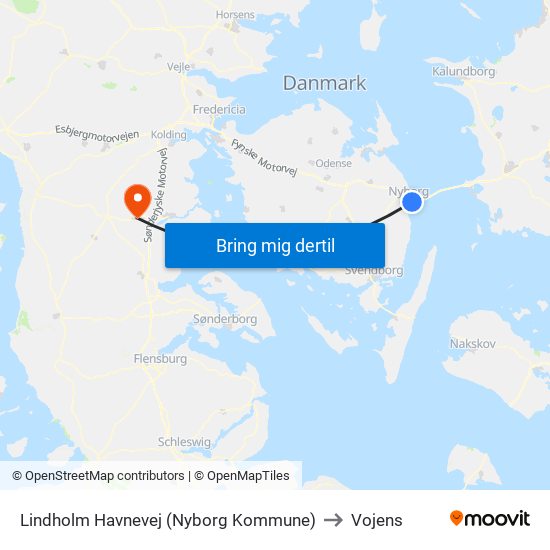 Lindholm Havnevej (Nyborg Kommune) to Vojens map