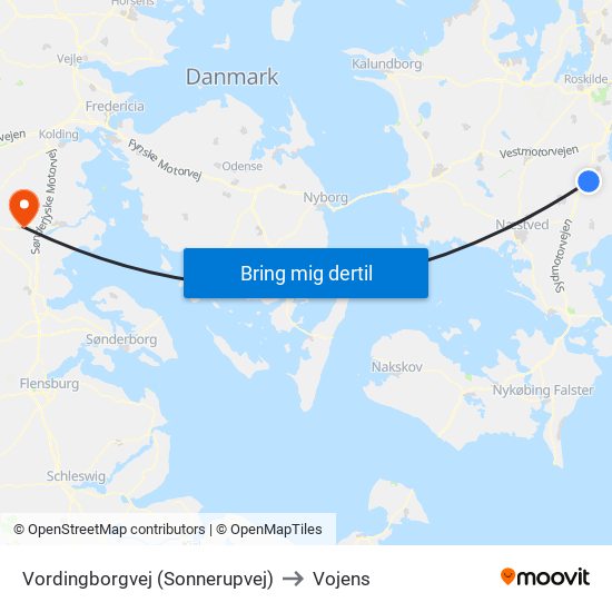 Vordingborgvej (Sonnerupvej) to Vojens map