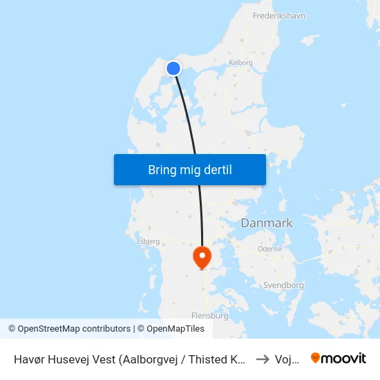 Havør Husevej Vest (Aalborgvej / Thisted Kommune) to Vojens map