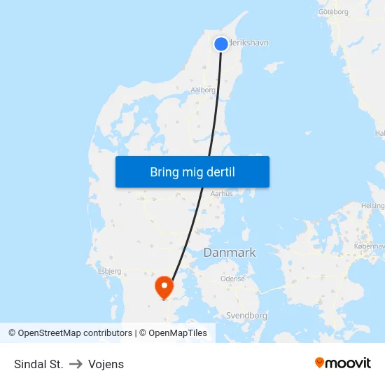Sindal St. to Vojens map