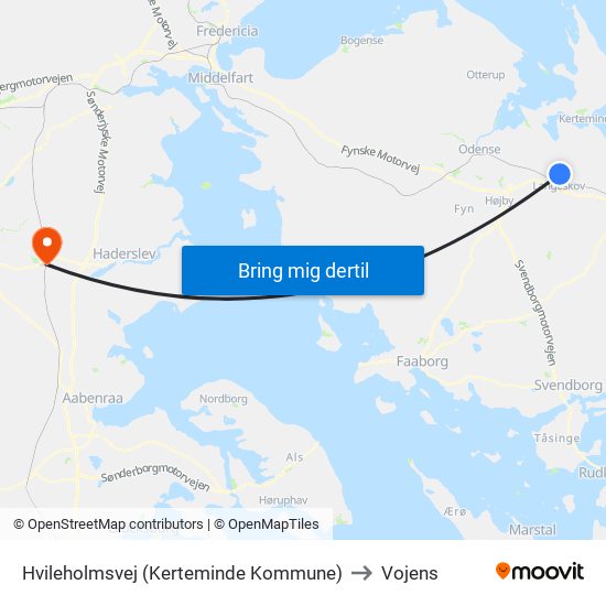 Hvileholmsvej (Kerteminde Kommune) to Vojens map