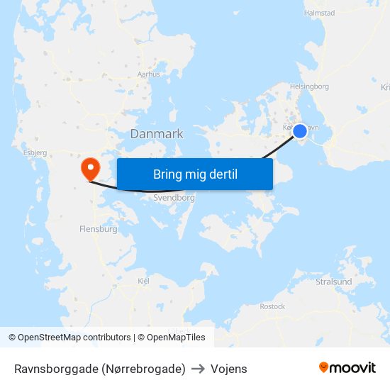 Ravnsborggade (Nørrebrogade) to Vojens map