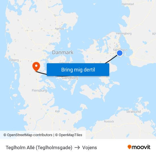 Teglholm Allé (Teglholmsgade) to Vojens map