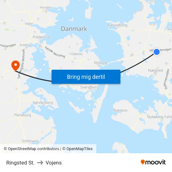 Ringsted St. to Vojens map