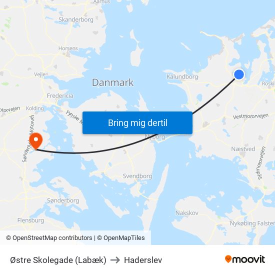 Østre Skolegade (Labæk) to Haderslev map