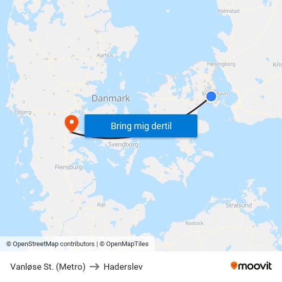 Vanløse St. (Metro) to Haderslev map
