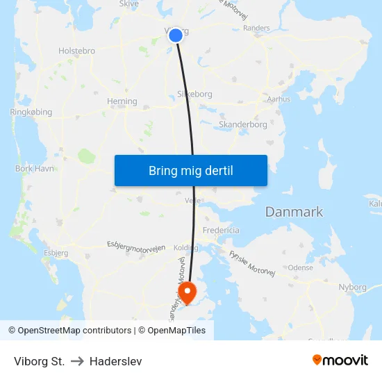 Viborg St. to Haderslev map