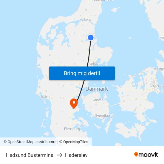 Hadsund Busterminal to Haderslev map