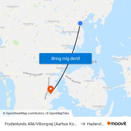 Frydenlunds Allé/Viborgvej (Aarhus Kom) to Haderslev map